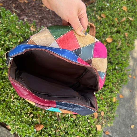 Colorful Patchwork Leather Backpack - Picture 4 of 6